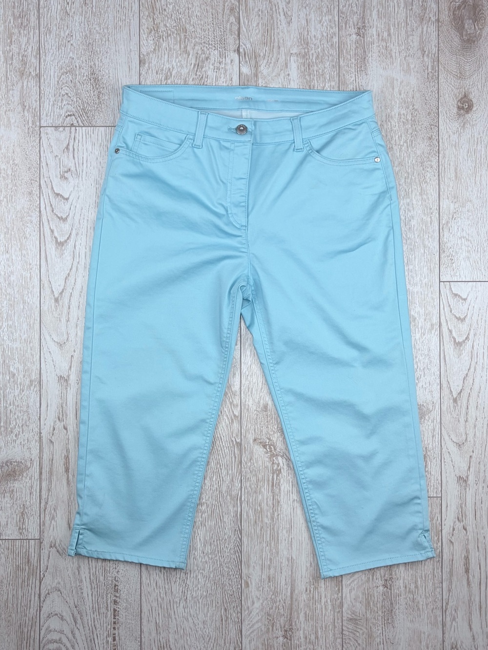 Olsen US 12 Light Blue Capri Pants with Comfort Waistband - Casual Bottoms